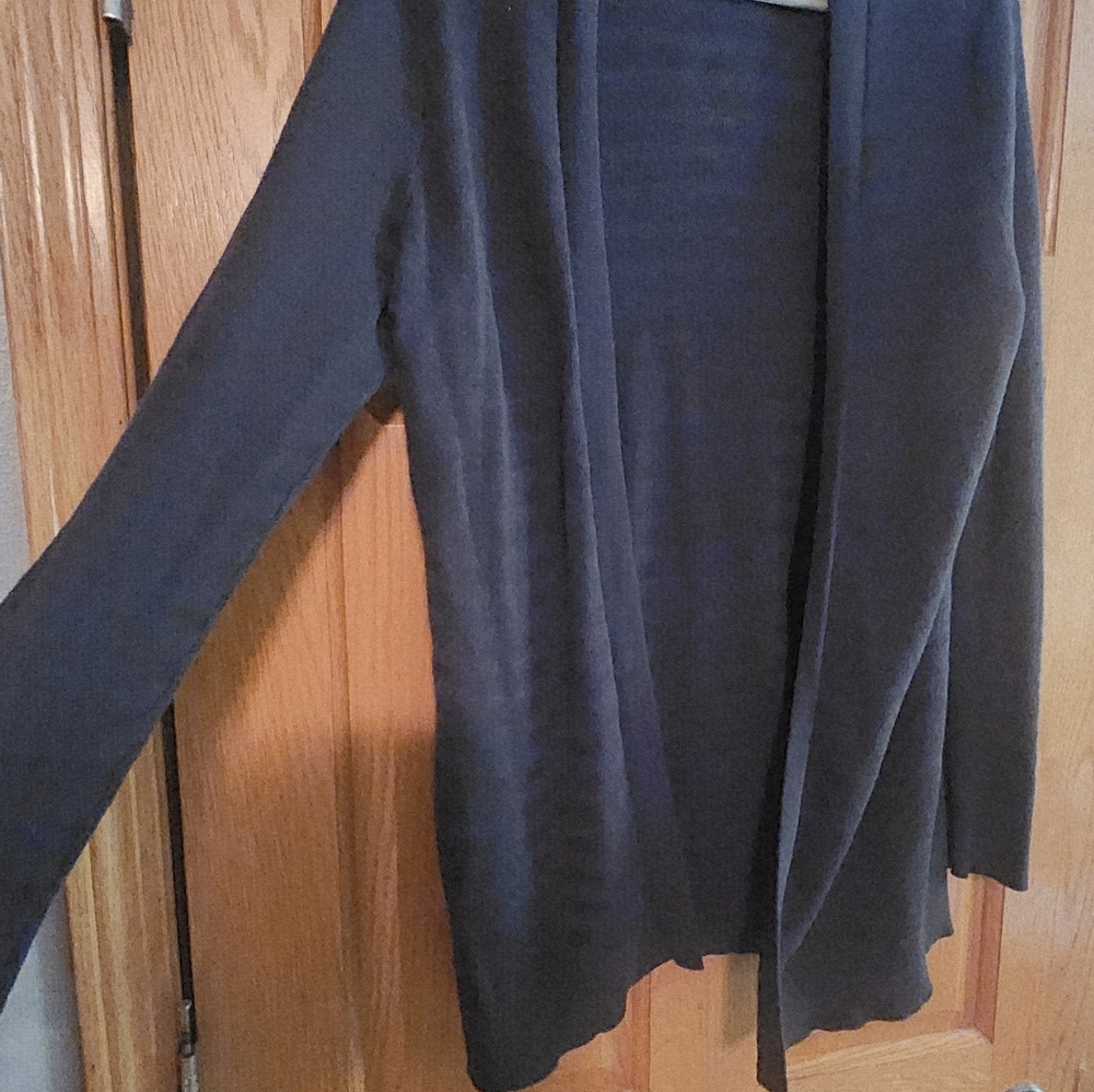 LOFT Navy Gray Textured Cardigan